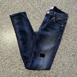 Hudson Jeans Womens 24x28 Nico Super Skinny Mid Rise Dark Wash Denim Distressed